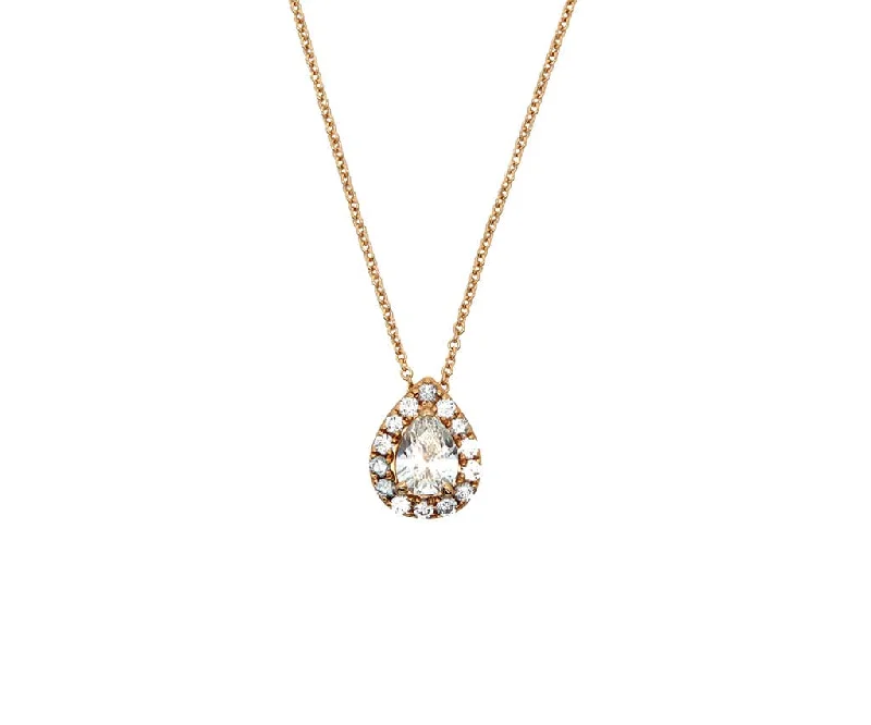 Ultra-light necklaces -1.46ctw Pear Diamond Frame Pendant Necklace in 18K