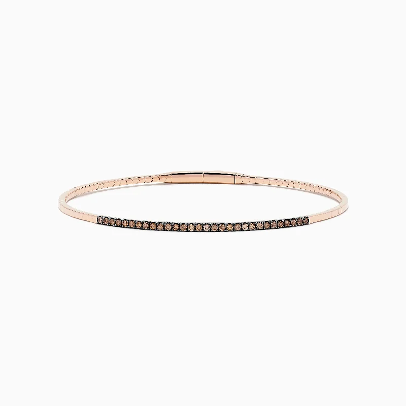 Ladies petite glow bracelets -14K Rose Gold Espresso Diamond Bangle