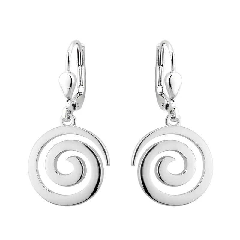 floral drop earrings for women -Plated Swirl Drop Earrings