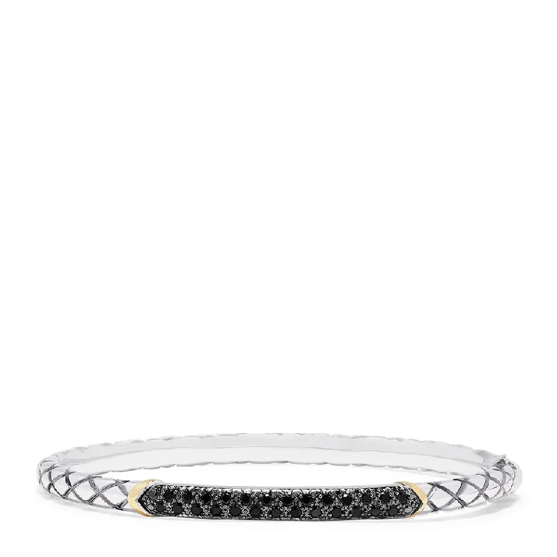 Ladies playful gleam bracelets -925 Sterling Silver & 18K Gold Accented Black Diamond Bangle, 0.45 TCW