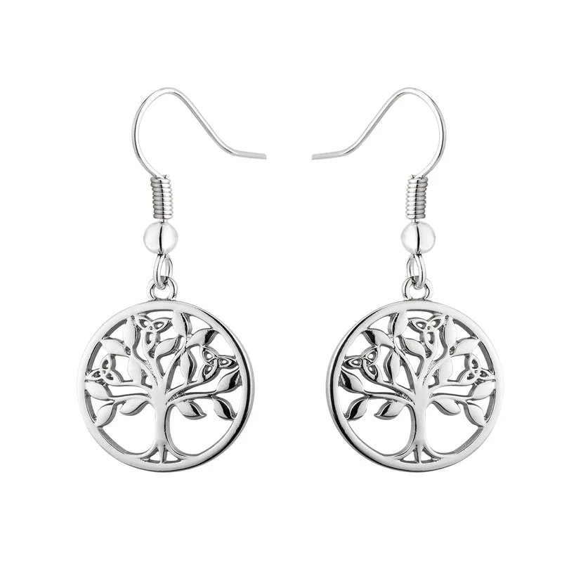 statement drop earrings for women -Tree Of Life Drop Earrings