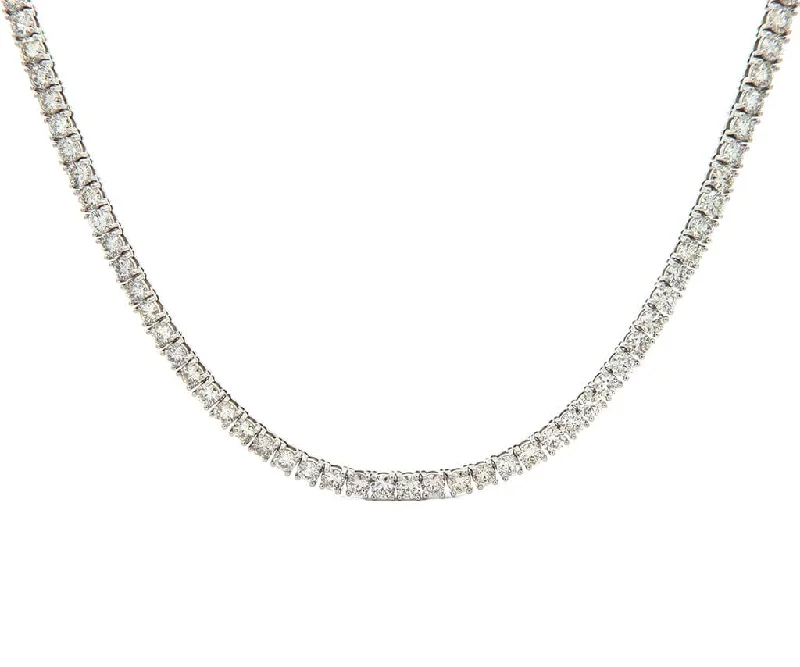 Baroque opulence necklaces -New 22.0ctw Round Diamond Prong Set Tennis Necklace in 14K