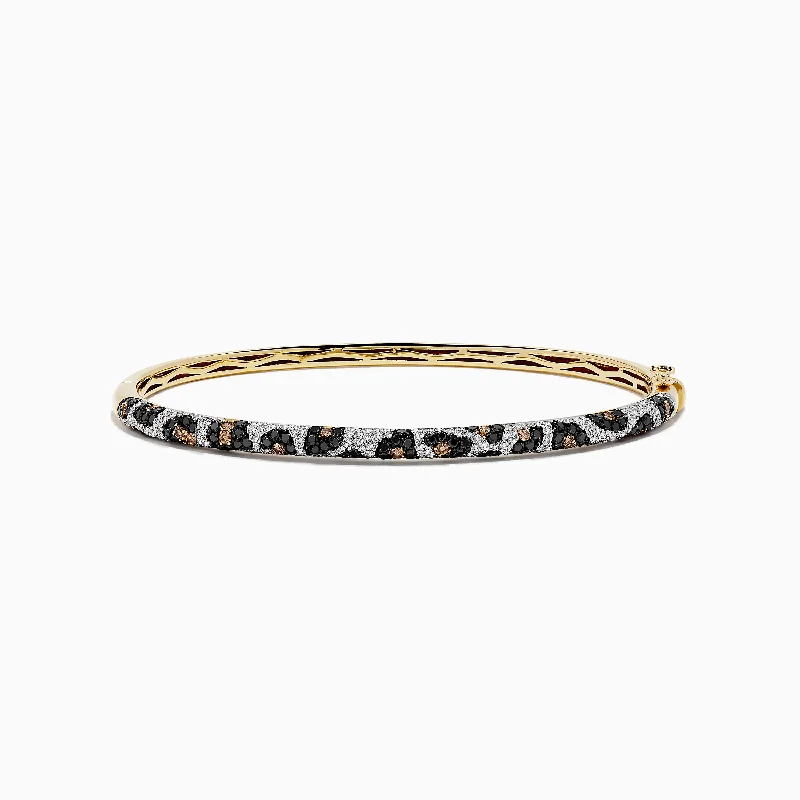 Ladies club spirit bracelets -14K Yellow Gold Panther Spot Black, Espresso and White Diamond Bangle, 1.48 TCW