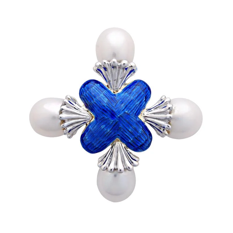 polished gold brooch for women -Brooch-Pearl (Enamel)  (48DS)