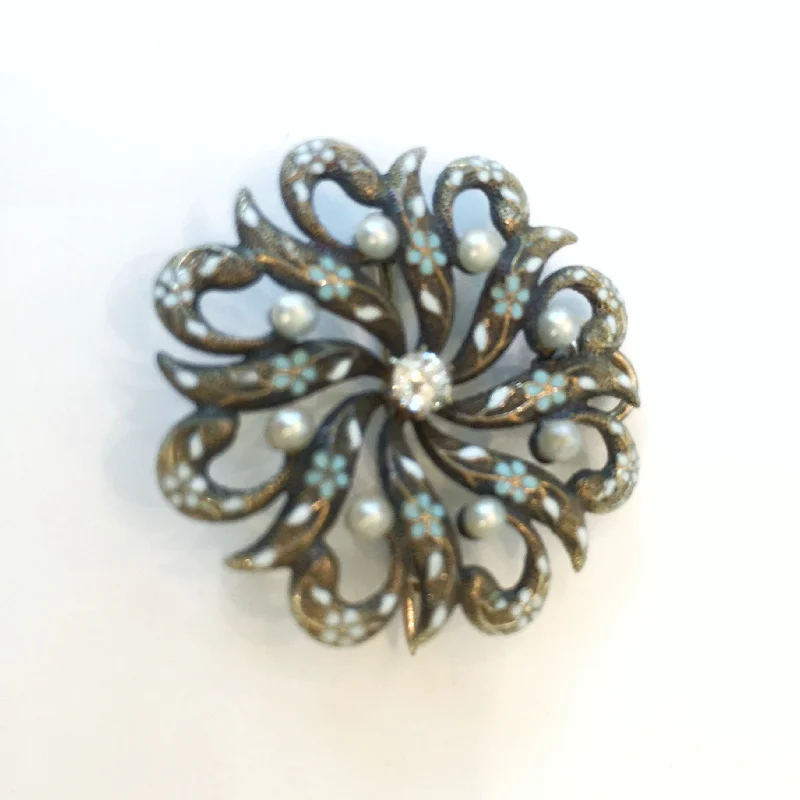 ladies gem brooch ocean themes -Estate Collection - Antique "Lovers Knot" Gold, Diamond, Pearl Converter Brooch