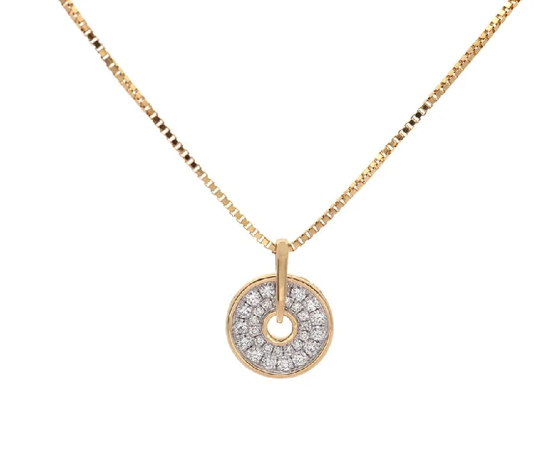 Victorian elegance necklaces -Frederic Sage 0.45ctw Pave Diamond Firenze Spin Disc Pendant Necklace in 14K