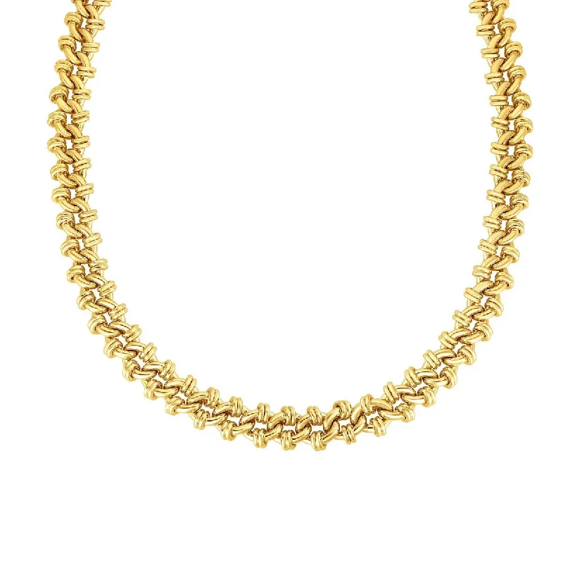 Even balance necklaces -14kt Gold 18" Yellow Finish Shiny Oval Fancy Necklace with Lobster Clasp AUNCK2709-18