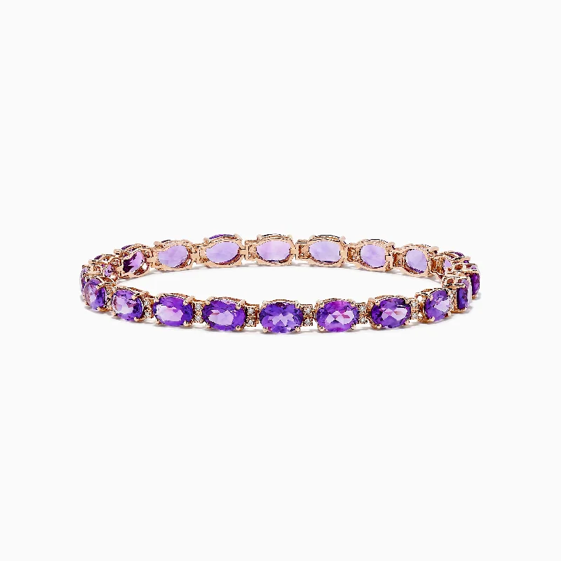 Ladies cross motif bracelets -14K Rose Gold Amethyst and Diamond Bracelet