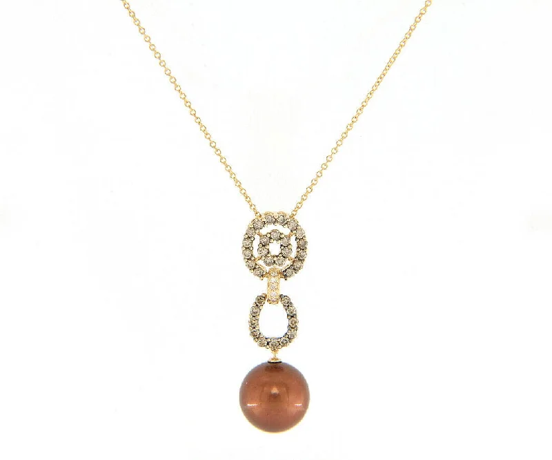 Tropic flair necklaces -New 0.50ctw Chocolate Diamond & Chocolate Tahitian Pearl Pendant Necklace in 14K