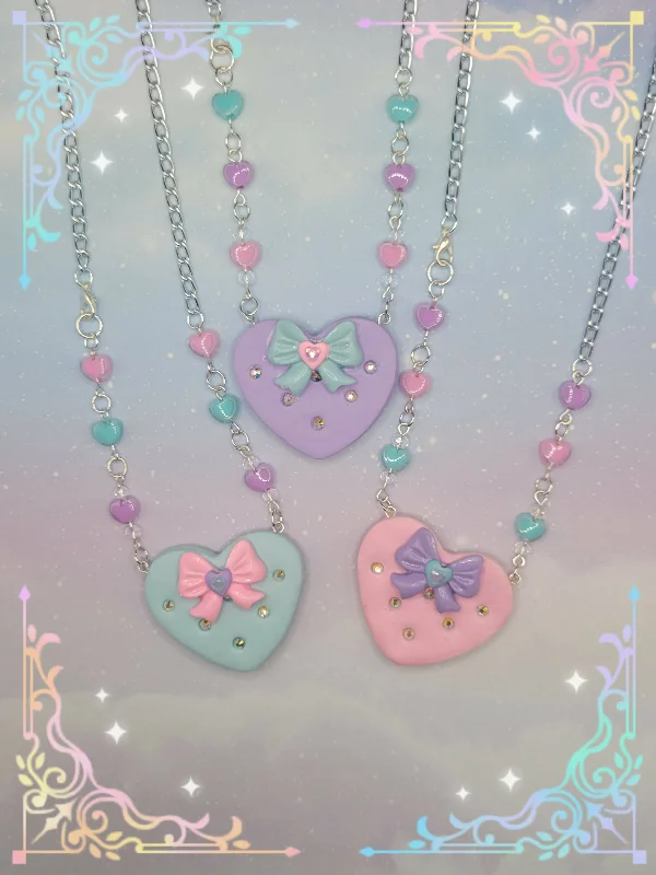 Baroque opulence necklaces -Sweet Bow Heart Necklace