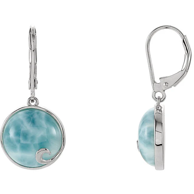 ripple texture earrings for women -Sterling Silver Larimar Lever Back Earrings