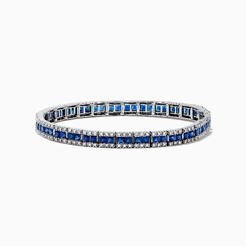 Ladies royal violet bracelets -14K White Gold Blue Sapphire and Diamond Bracelet, 9.16 TCW