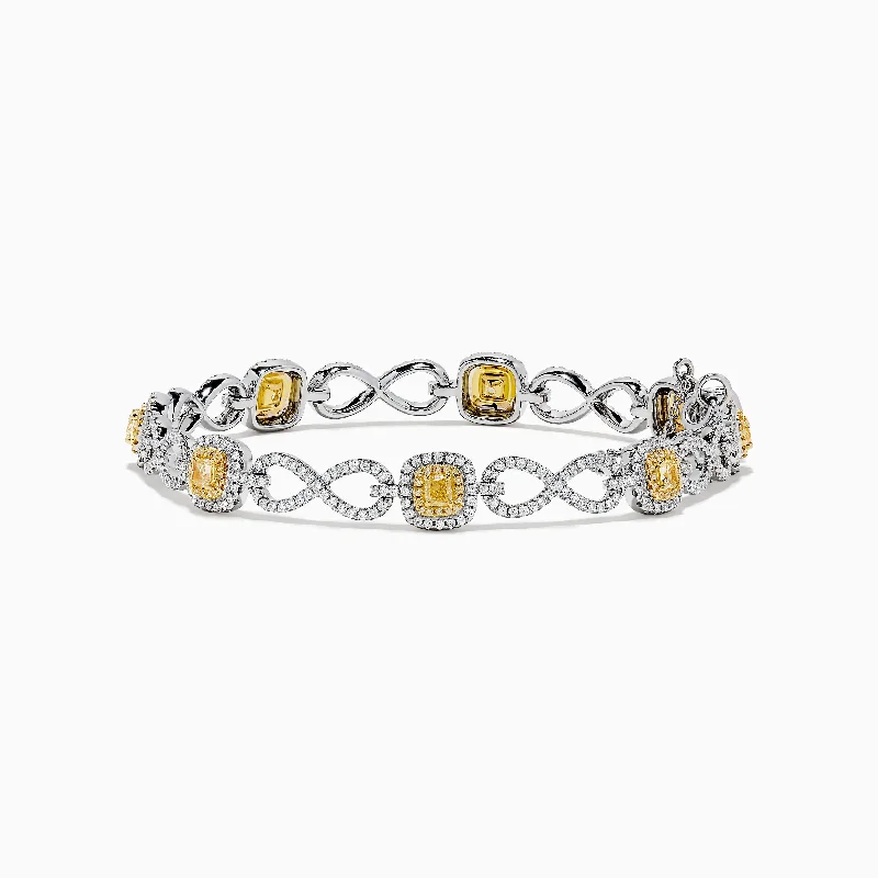 Ladies petal soft bracelets -Canare 14K Two Tone Gold Yellow and White Diamond Infinity Tennis Bracelet 3.34 TCW