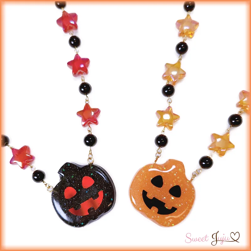 Coin charm necklaces -Spooky GLOW Jack-o-Lantern Necklace