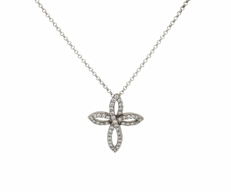 Solar glow necklaces -0.40ctw Diamond Twist Cross Pendant Necklace in 18K