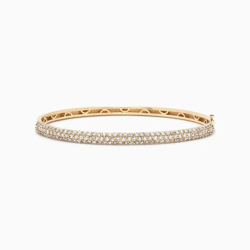 Ladies stellar spark bracelets -D'Oro 14K Yellow Gold Diamond Pave Bangle, 1.87 TCW