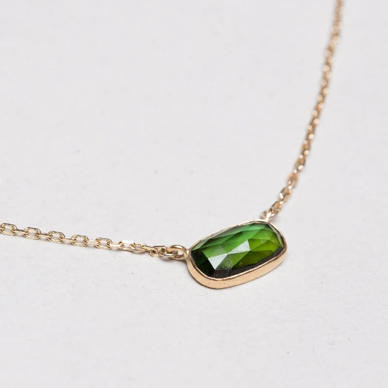 Vibrant crystal necklaces -Gold Chain Necklace with Green Tourmaline