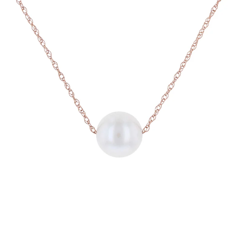 Joy flash necklaces -Rose Gold Solitaire Pearl Necklace