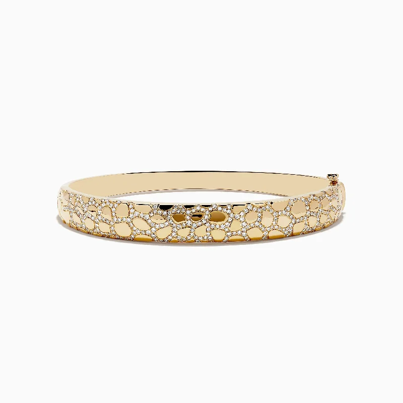 Ladies city pulse bracelets -D'Oro 14K Yellow Gold Diamond Bangle