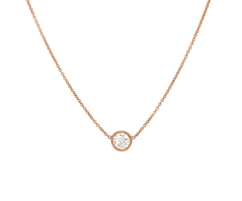 Spiritual calm necklaces -0.56ctw Diamond Solitaire Pendant Necklace 14K Rose Gold W/ Cert