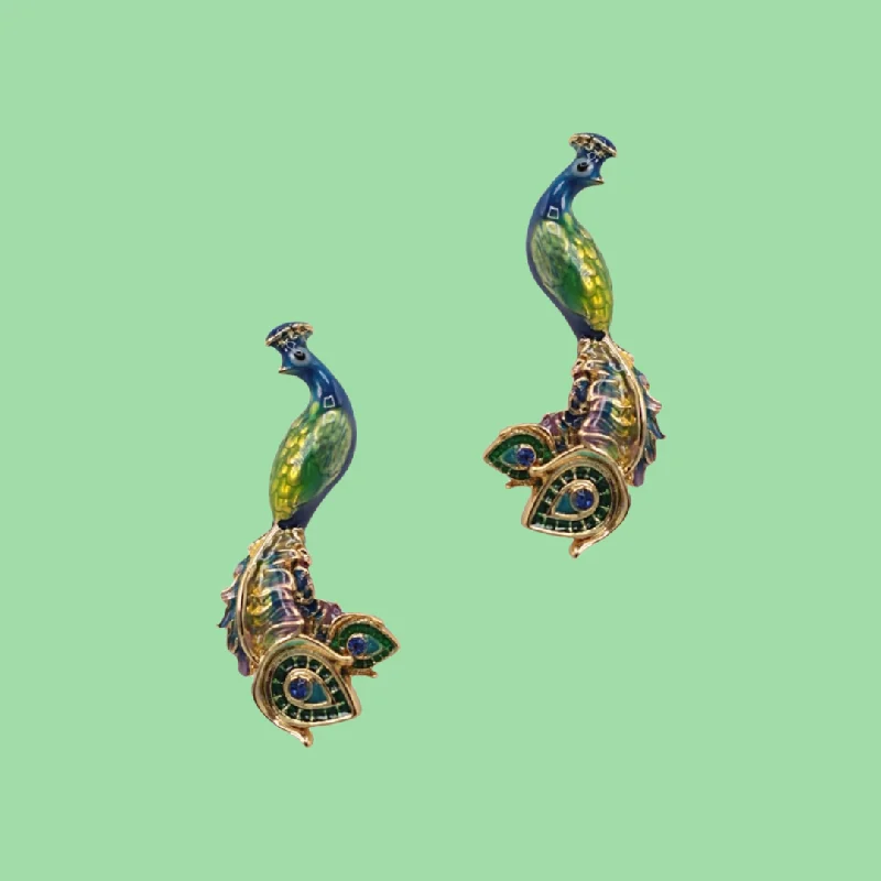 lace design earrings for women -Peacock earrings by Bill Skinner