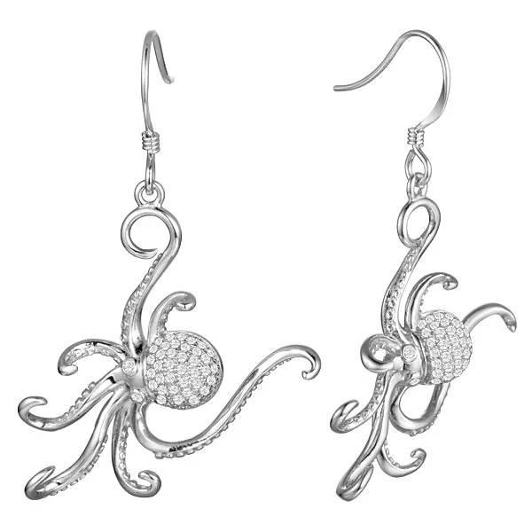 minimalist wave earrings for women -Sterling Silver Octopus Earrings by Alamea