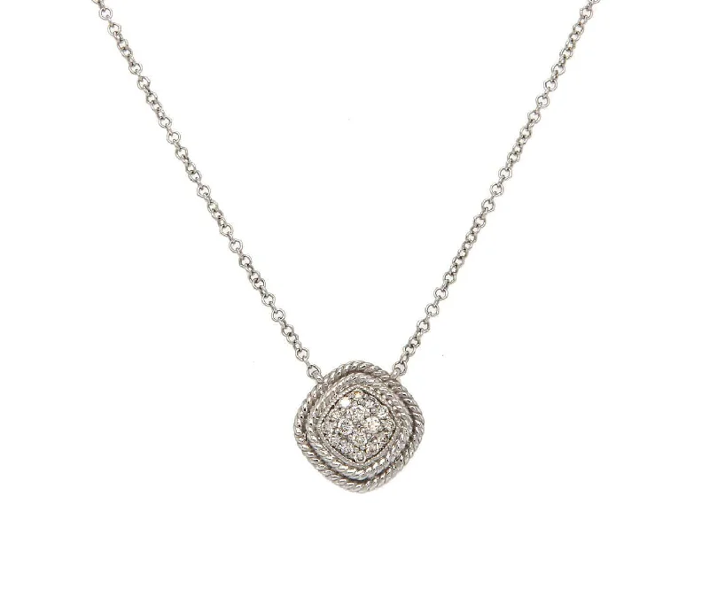 Galaxy flair necklaces -New Gabriel & Co. 0.12ctw Pave Diamond Double Braided Cushion Pendant Necklace in 14K