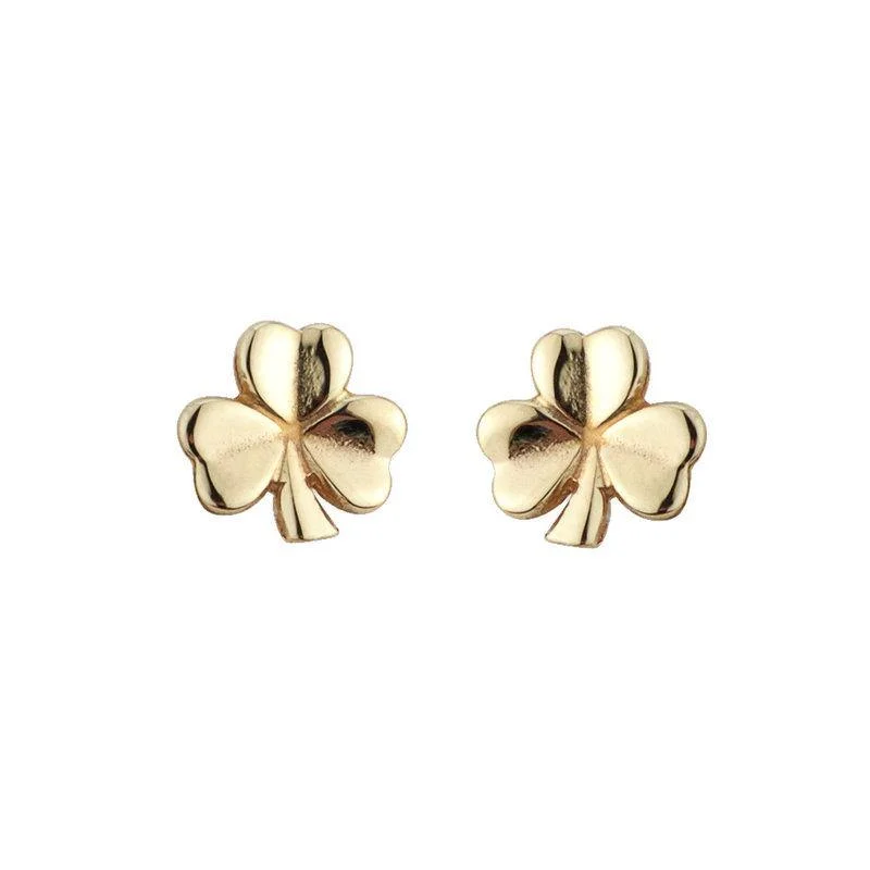 affordable hoop earrings for women -10K Gold Shamrock Earrings