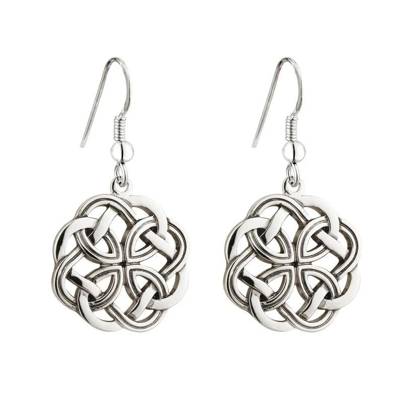 double drop earrings for women -Celtic Knot Drop Earrings