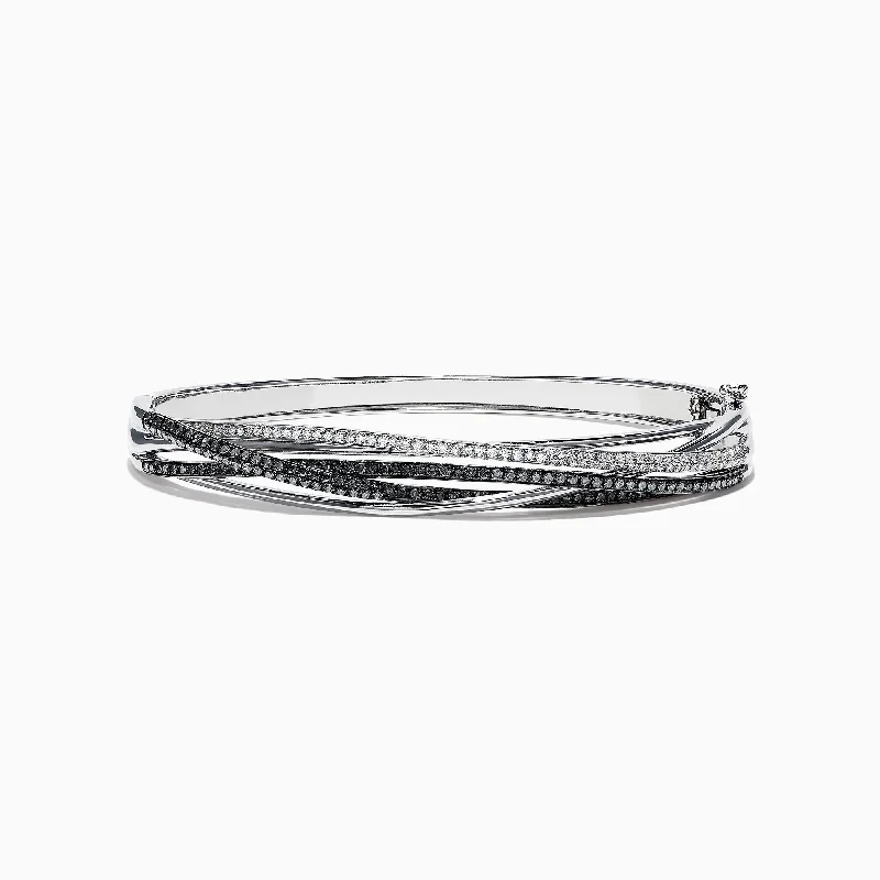 Ladies fall harvest bracelets -14K White Gold Black and White Diamond Bangle, 1.26 TCW