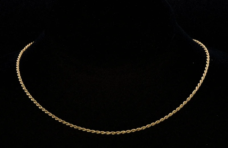 Vitality pulse necklaces -Vintage 14K BROKEN Rope Link Chain Necklace - 24"