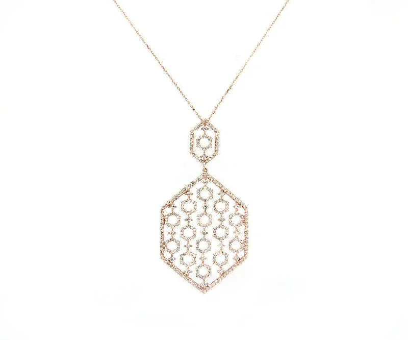 Unicorn gleam necklaces -New 2.16ctw Diamond Open Honeycomb Pendant Necklace in 14K