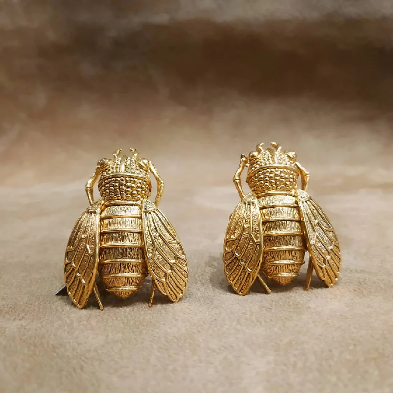 elegant drop earrings for women gifts -Ciner Cicada Gold Clip On Earrings open wings