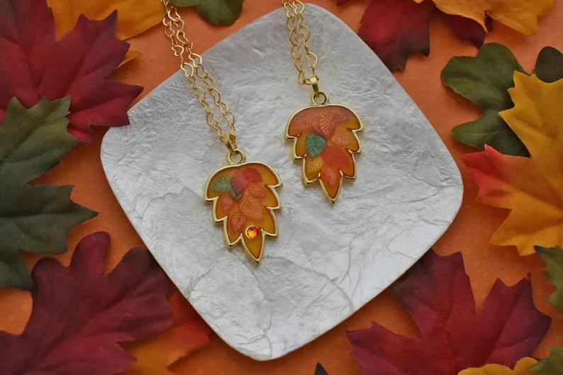 Satin touch necklaces -Autumn Leaf Necklace (2 Styles)