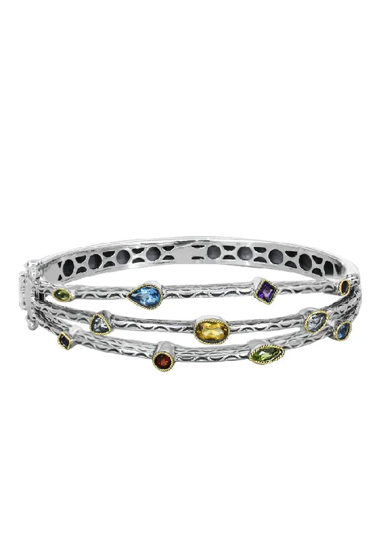 Ladies harmony shine bracelets -925 Multi Gemstone Bangle, 2.39 TCW