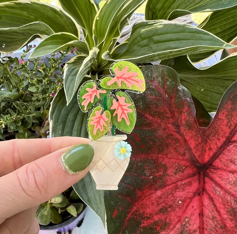 chain fringe brooch for women -Caladium Pot Brooch