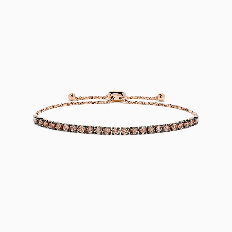 Ladies flowing wrap bracelets -14K Rose Gold Espresso Diamond Bolo Bracelet 1.35 TCW