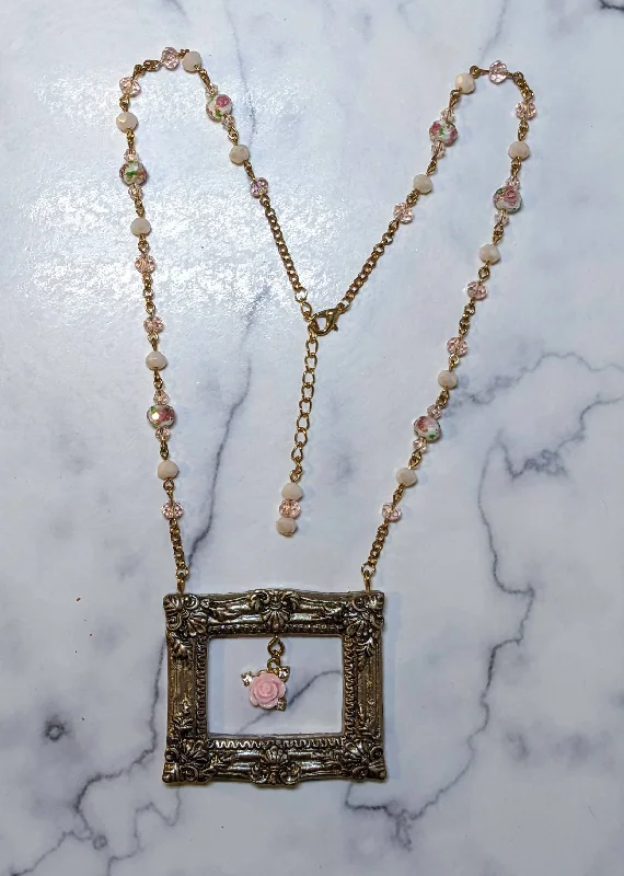 Snow white necklaces -Rectangle Frame Necklaces