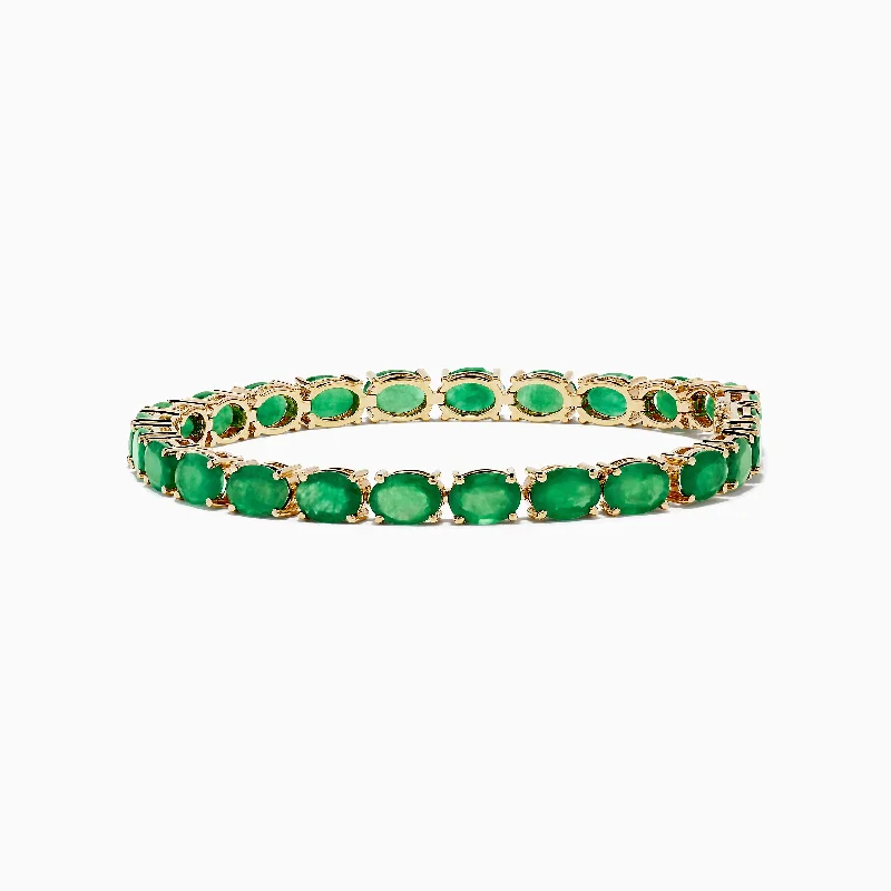 Ladies free-spirit hippie bracelets -Brasilica 14K Yellow Gold Emerald Bracelet