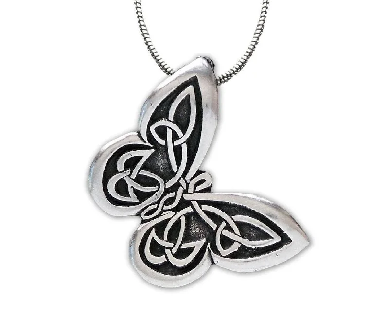 Infinity twist necklaces -Celtic Butterfly Pewter Pendant Necklace By Celtic Knotworks