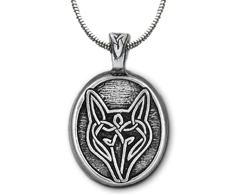 Sentimental etched necklaces -Celtic Wolf Pewter Pendant Necklace By Celtic Knotworks