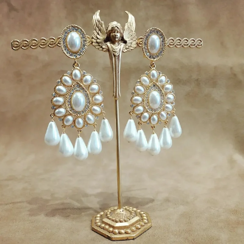 polished finish earrings for women -Kenneth Jay Lane Pearl Chandelier Earrings