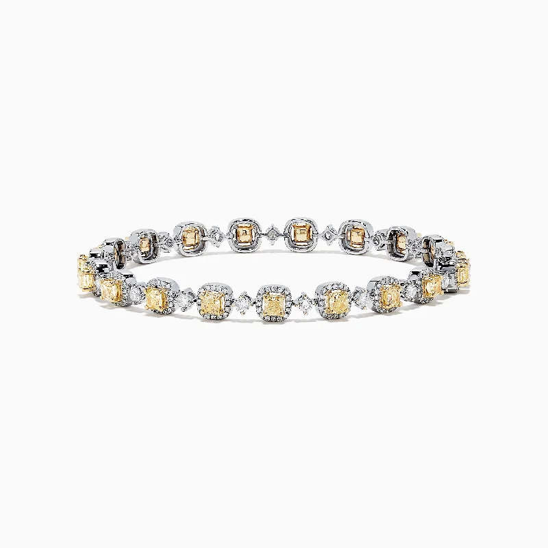 Ladies smooth elegance bracelets -Canare 18K Gold Yellow & White Diamond Tennis Bracelet, 4.71 TCW