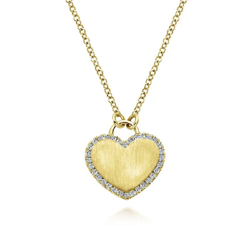 Mystic charm necklaces -Gabriel & Co. - NK5199Y45JJ - 14K Yellow Gold Diamond Halo Engravable Heart Pendant Necklace