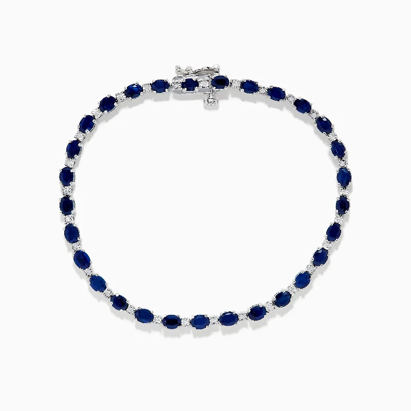 Ladies warm rose gold bracelets -925 Sterling Silver Blue Sapphire Tennis Bracelet