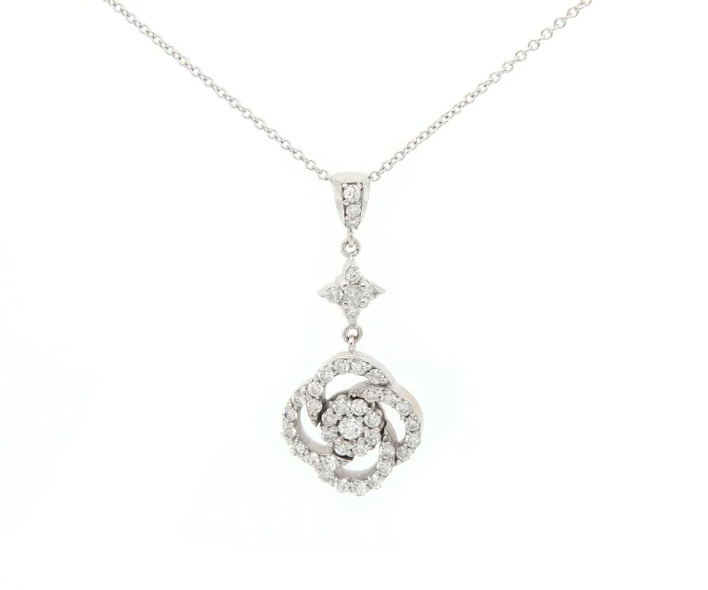 Rough texture necklaces -0.65ctw Diamond Flower Pendant Necklace in 18K