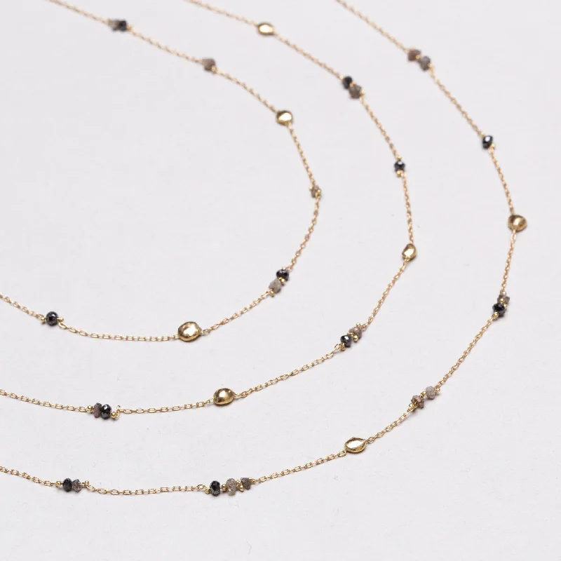 Radiance charm necklaces -Vintage Triple-Strand Gold Necklace with Beads