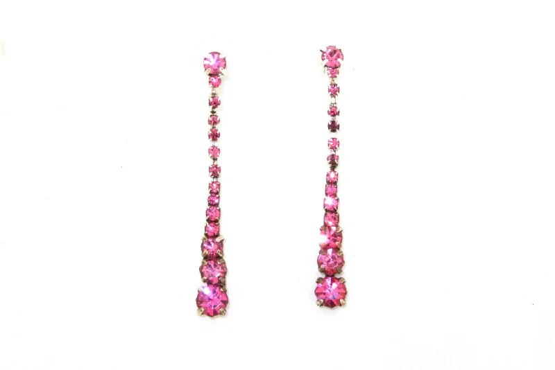 ladies earrings opal inlays -Crystal Pink Earrings