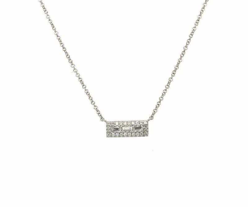 Dragon scale necklaces -New Gabriel & Co. 0.27ctw Baguette and Round Diamond Rectangle Pendant Necklace in 14K