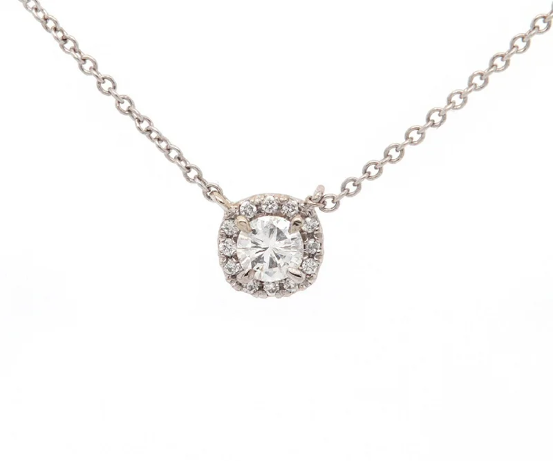 Painted charm necklaces -New 0.29ctw Round Diamond Cushion Frame Pendant Necklace in 14K